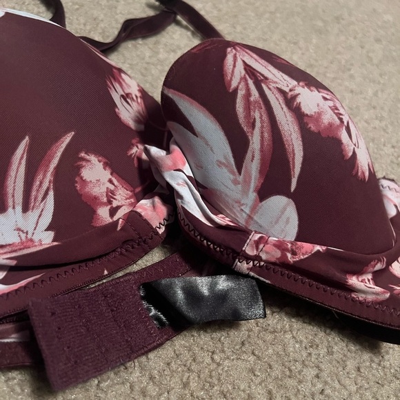 Jessica Simpson maroon floral racerbackace bra - Picture 2 of 3